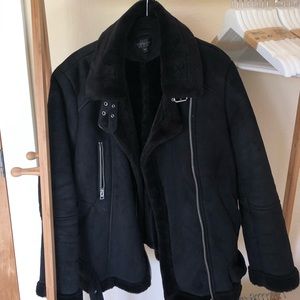 Topshop Faux shearling black jacket